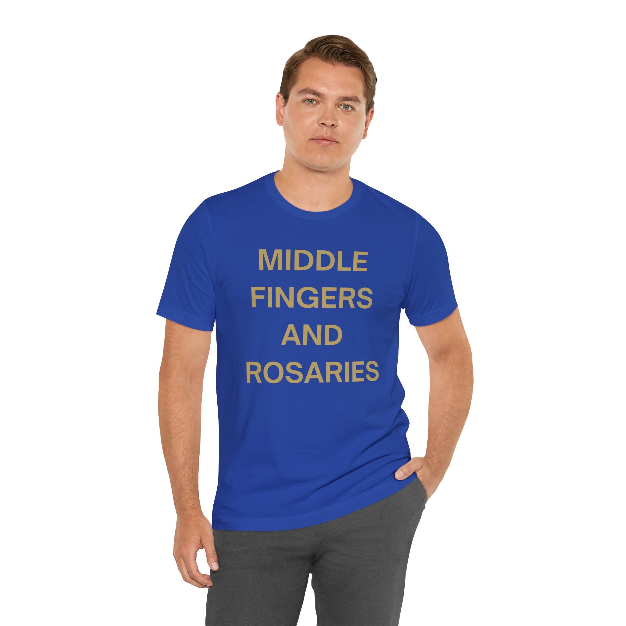Middle Fingers and Rosaries Unisex Tee,