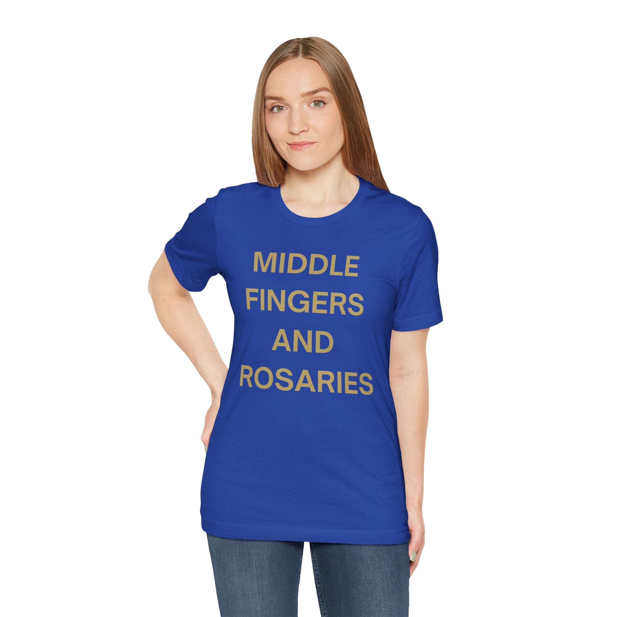 Middle Fingers and Rosaries Unisex Tee,