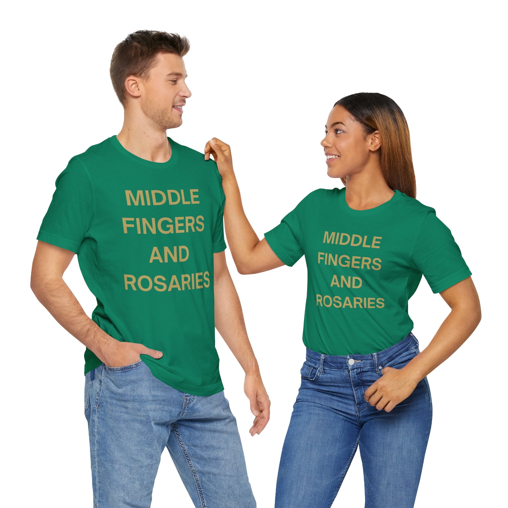 Middle Fingers and Rosaries Unisex Tee,