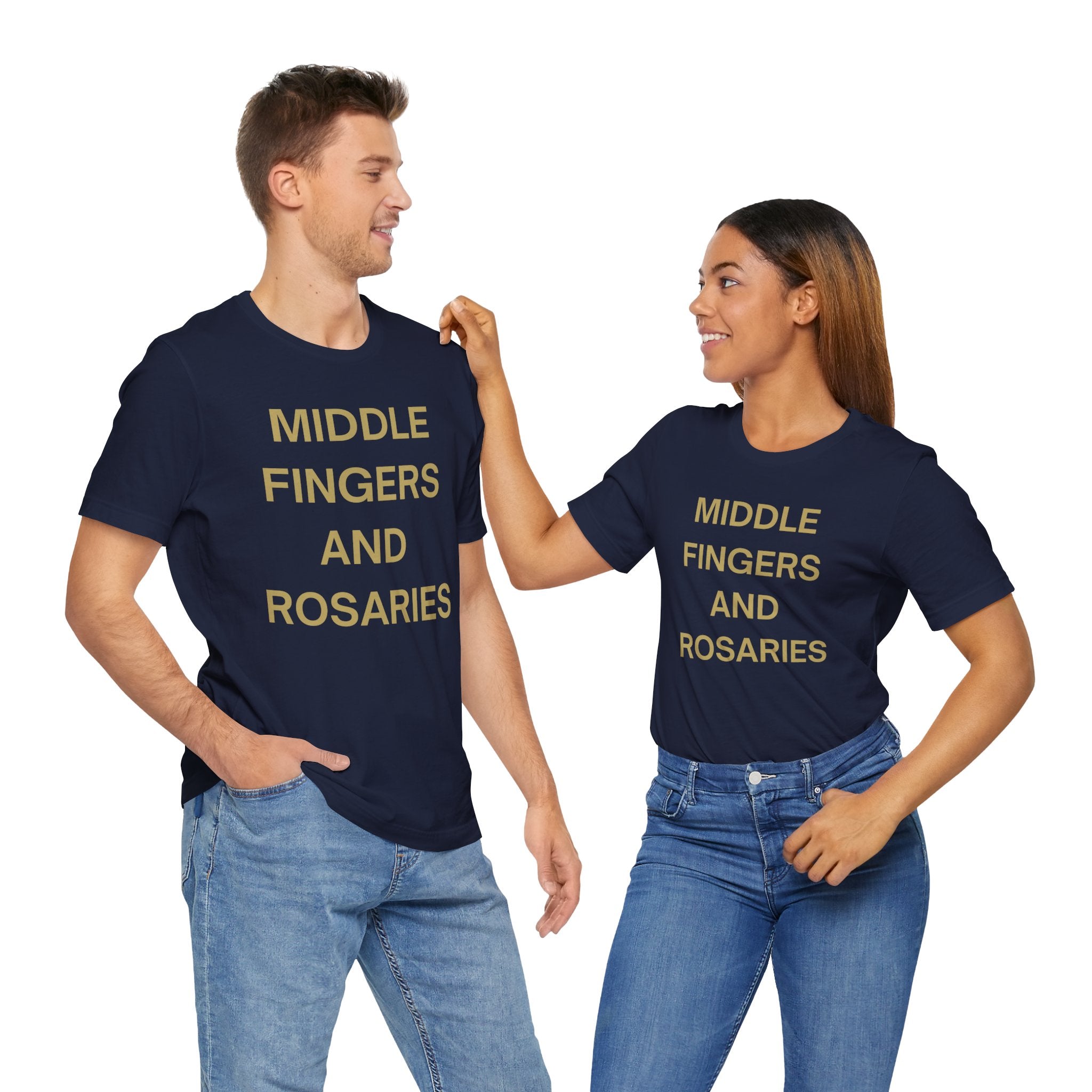 Middle Fingers and Rosaries Unisex Tee,