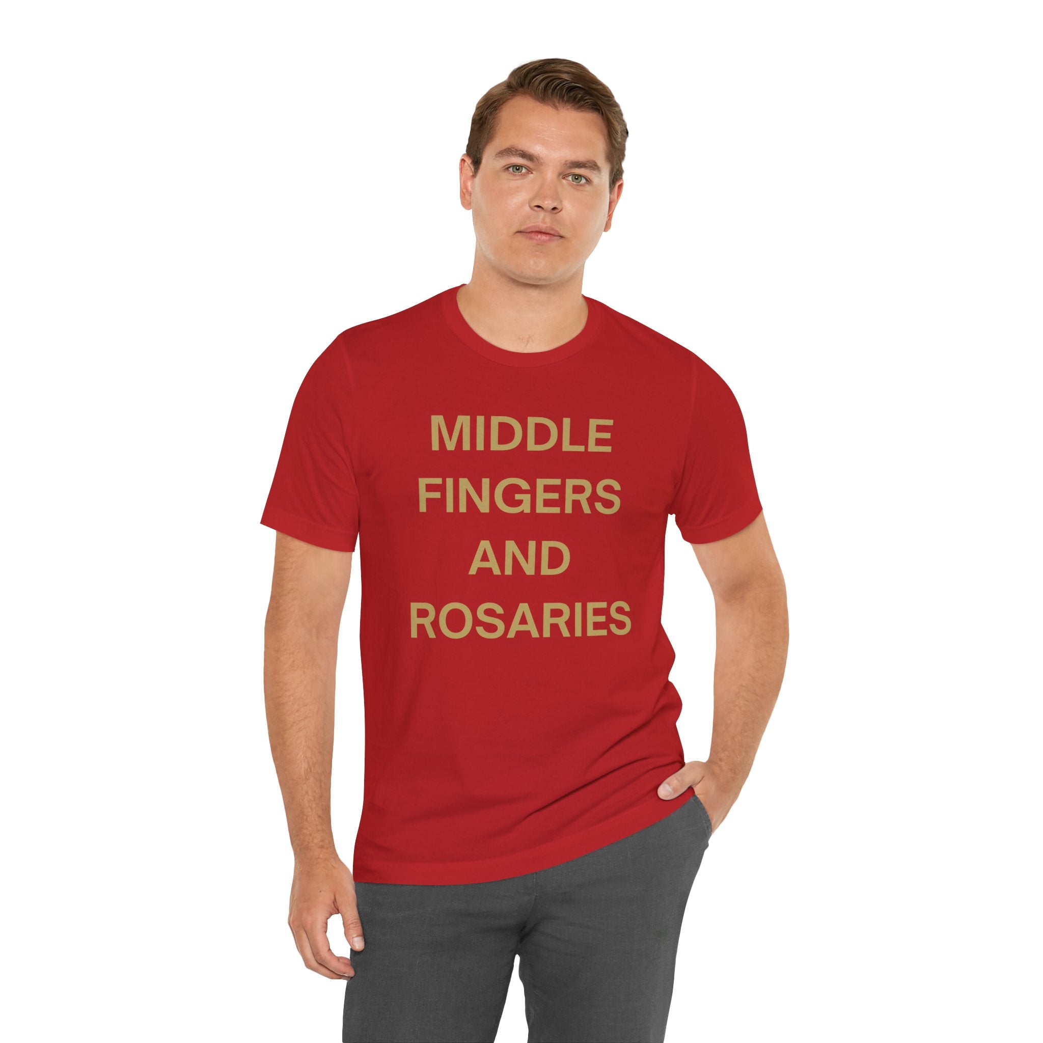 Middle Fingers and Rosaries Unisex Tee,