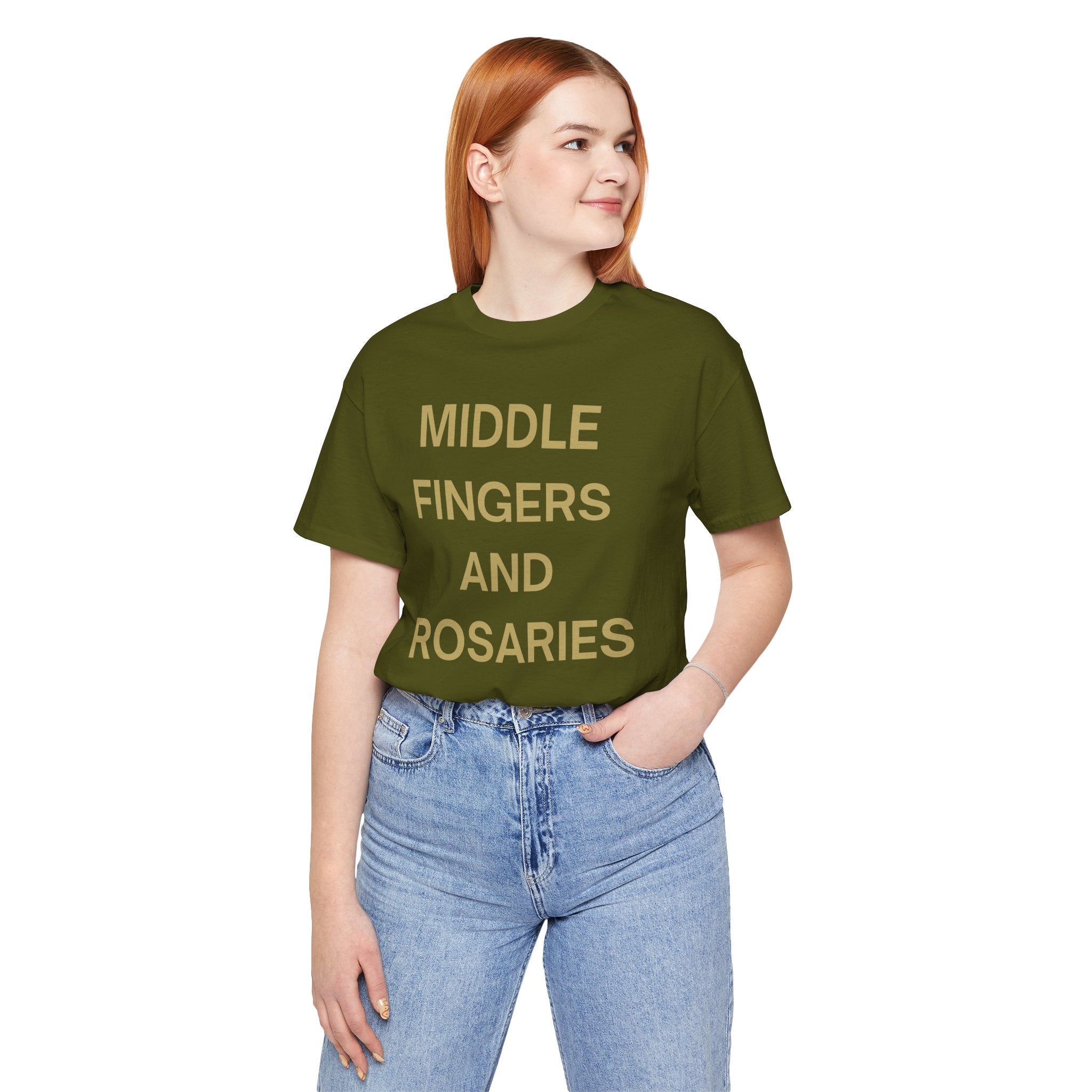 Middle Fingers and Rosaries Unisex Tee,