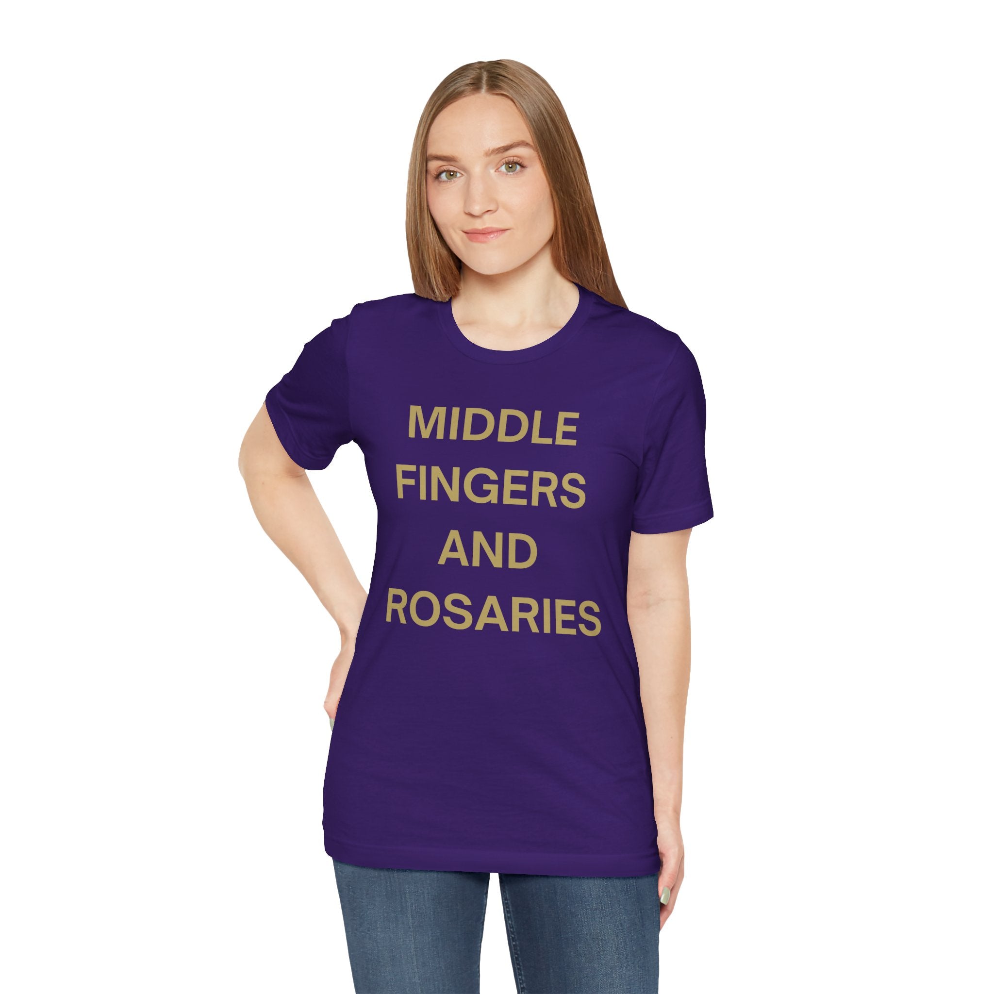 Middle Fingers and Rosaries Unisex Tee,