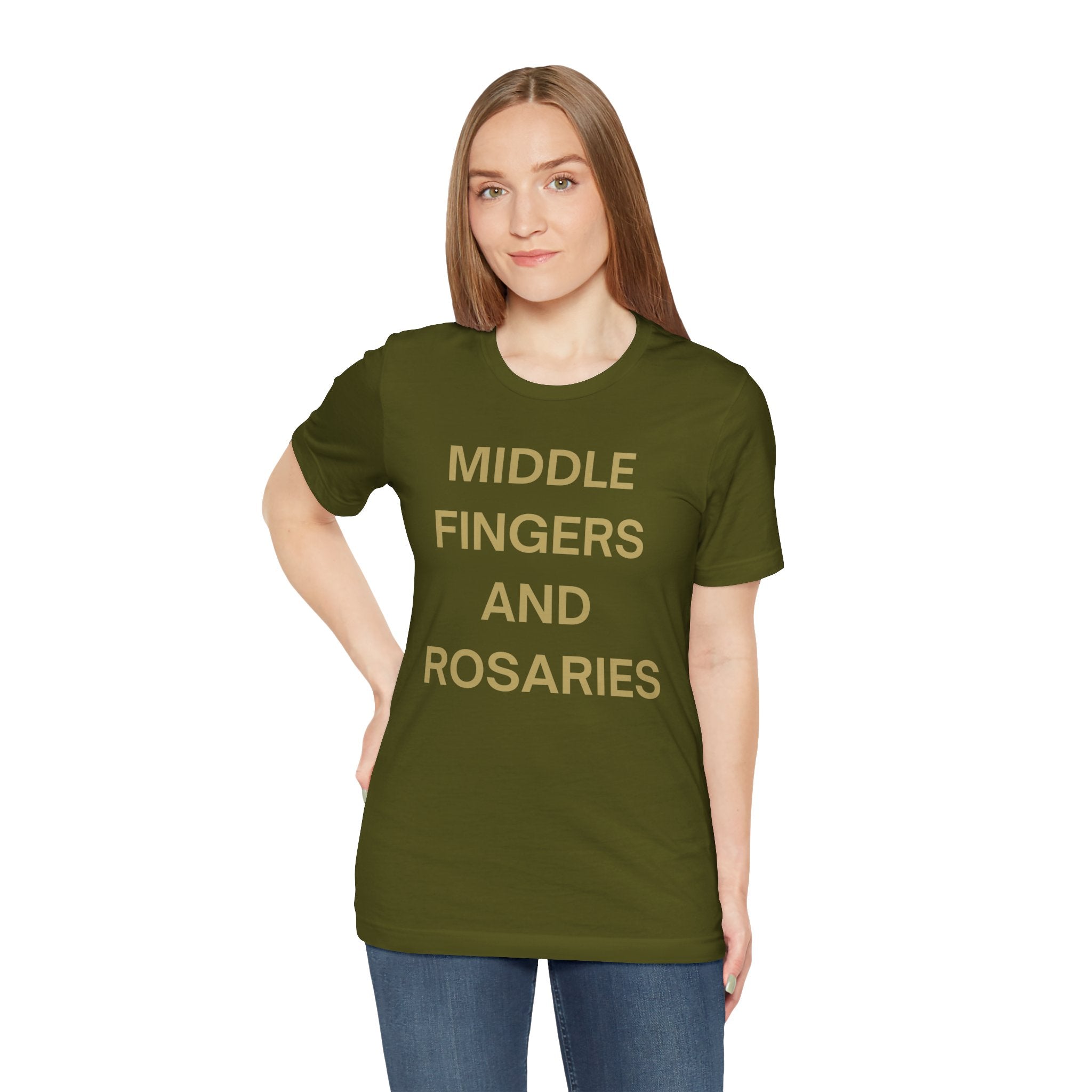 Middle Fingers and Rosaries Unisex Tee,
