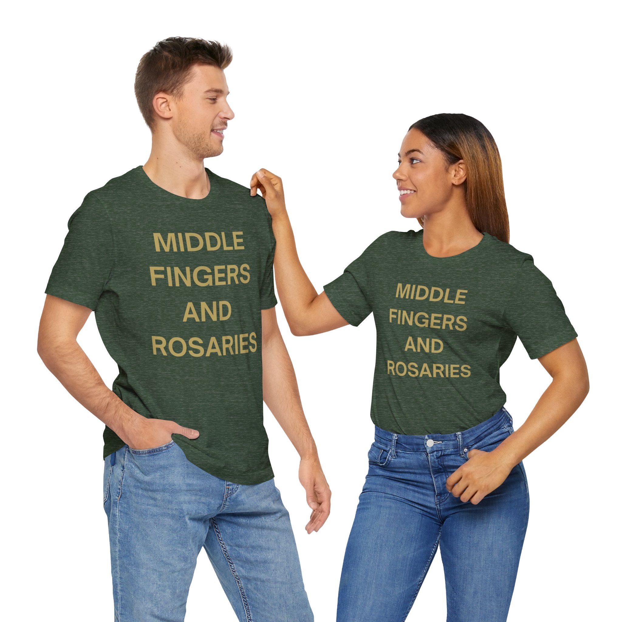 Middle Fingers and Rosaries Unisex Tee,