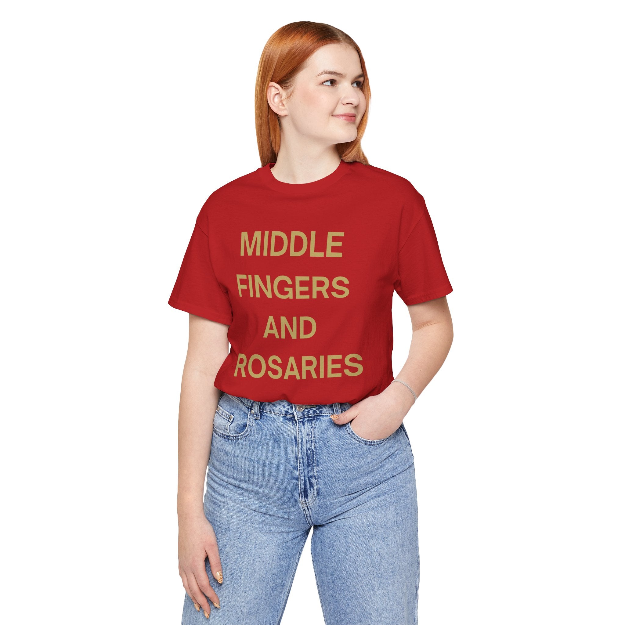 Middle Fingers and Rosaries Unisex Tee,