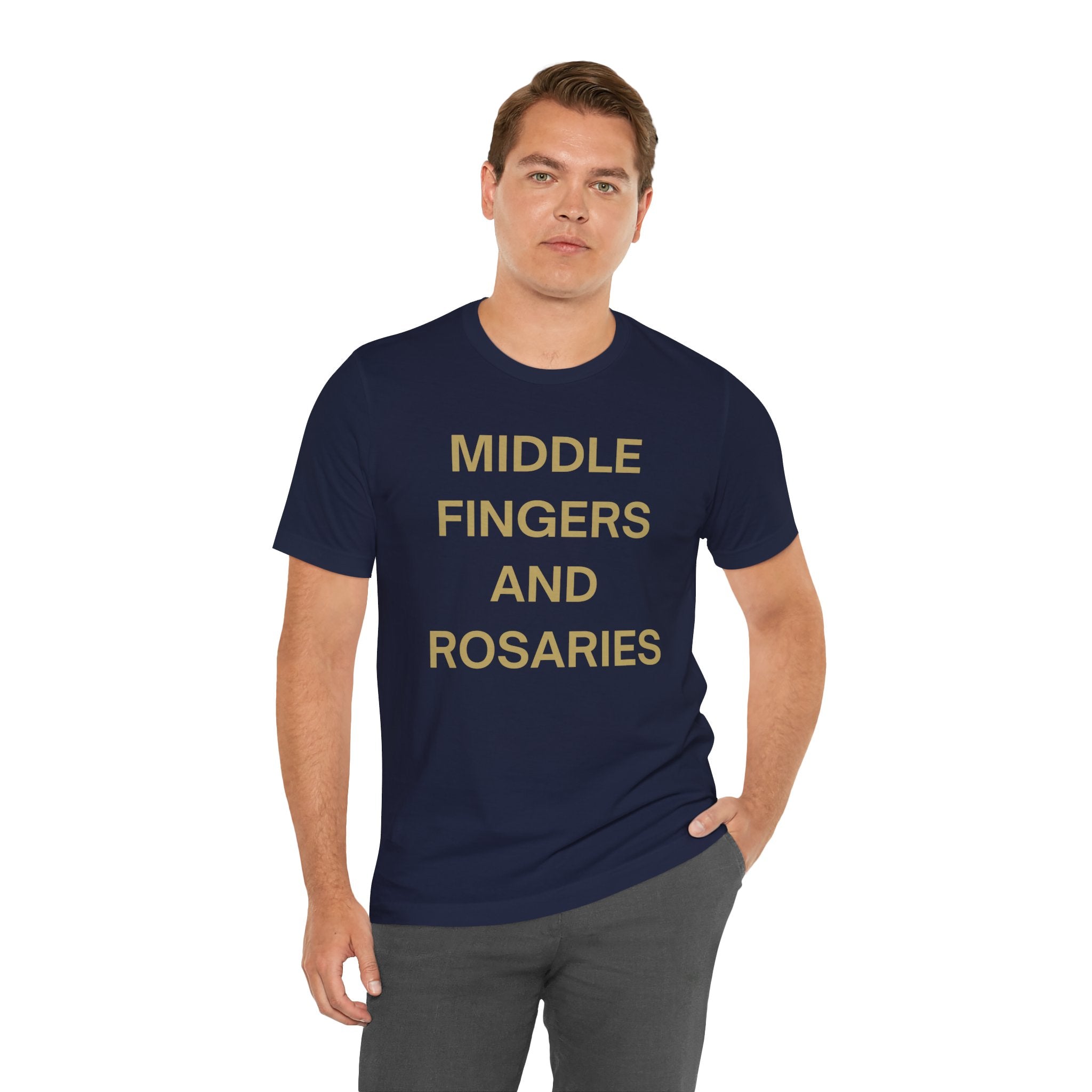 Middle Fingers and Rosaries Unisex Tee,