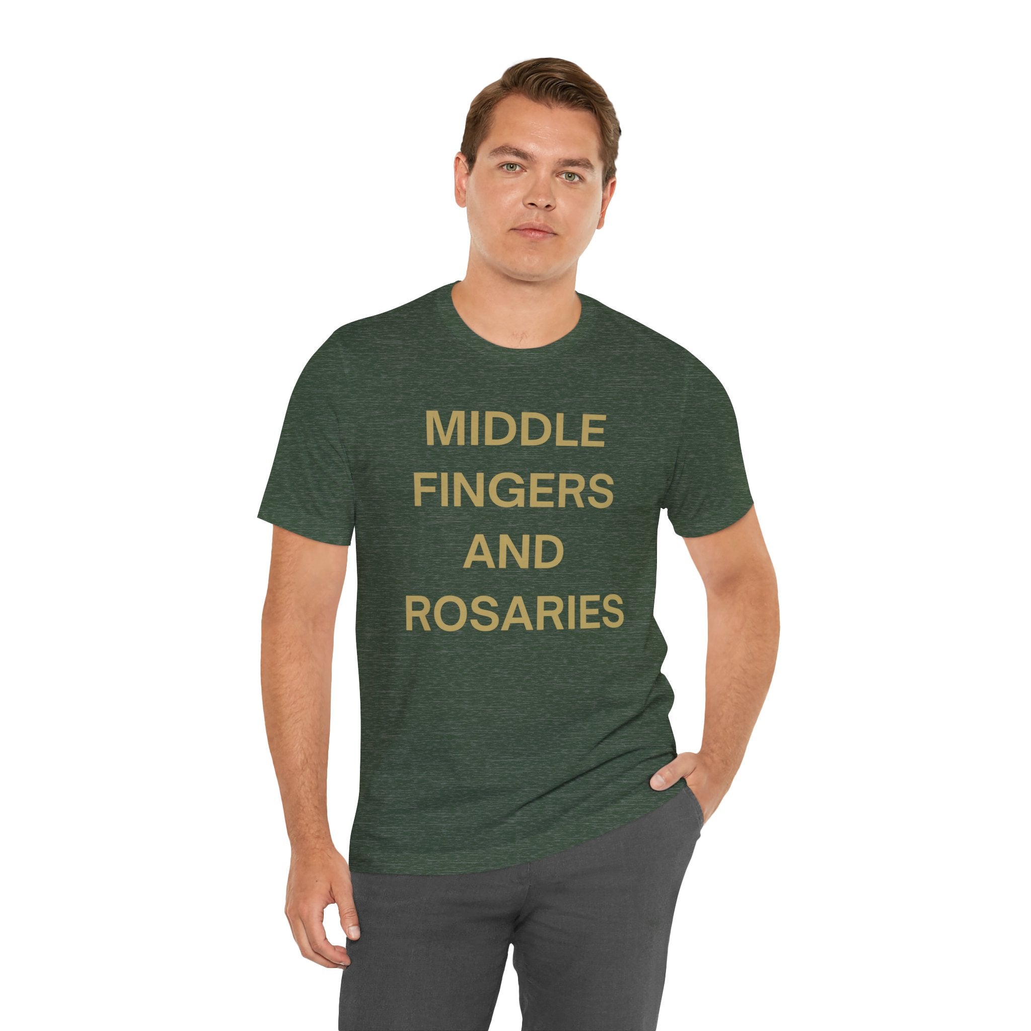 Middle Fingers and Rosaries Unisex Tee,