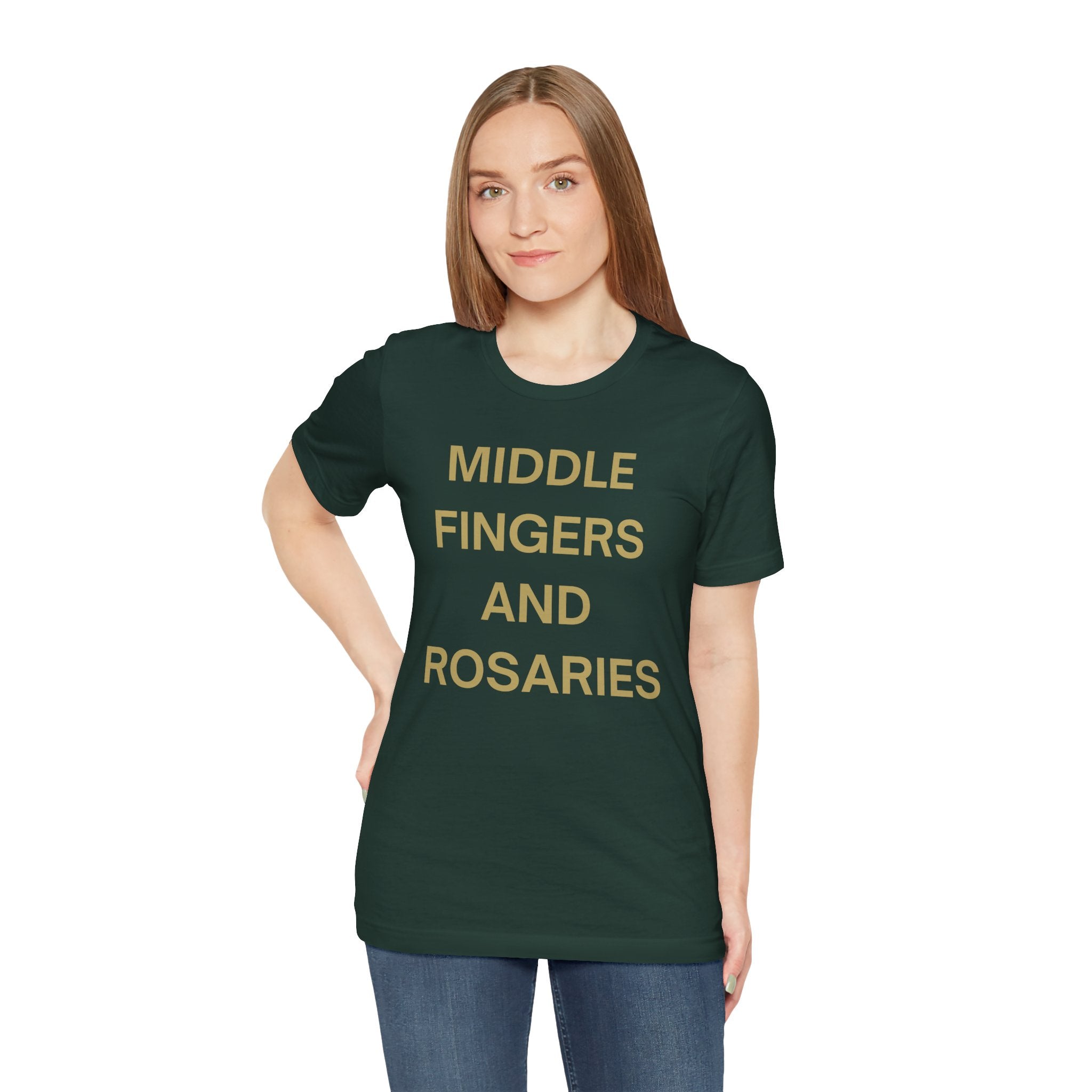 Middle Fingers and Rosaries Unisex Tee,
