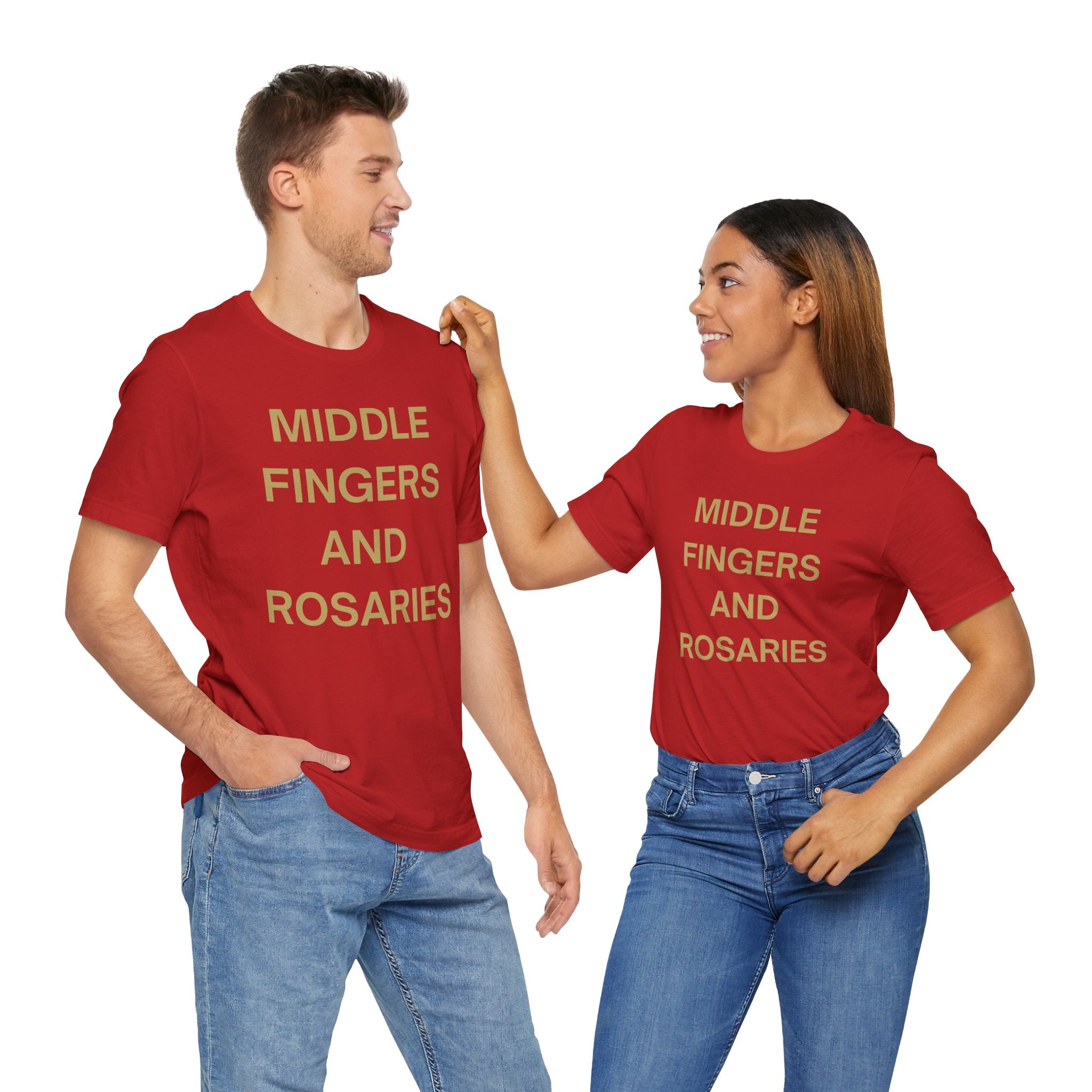 Middle Fingers and Rosaries Unisex Tee,