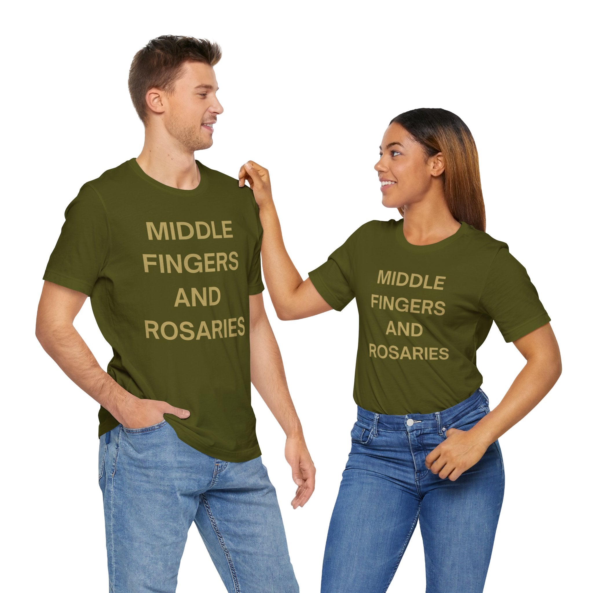 Middle Fingers and Rosaries Unisex Tee,