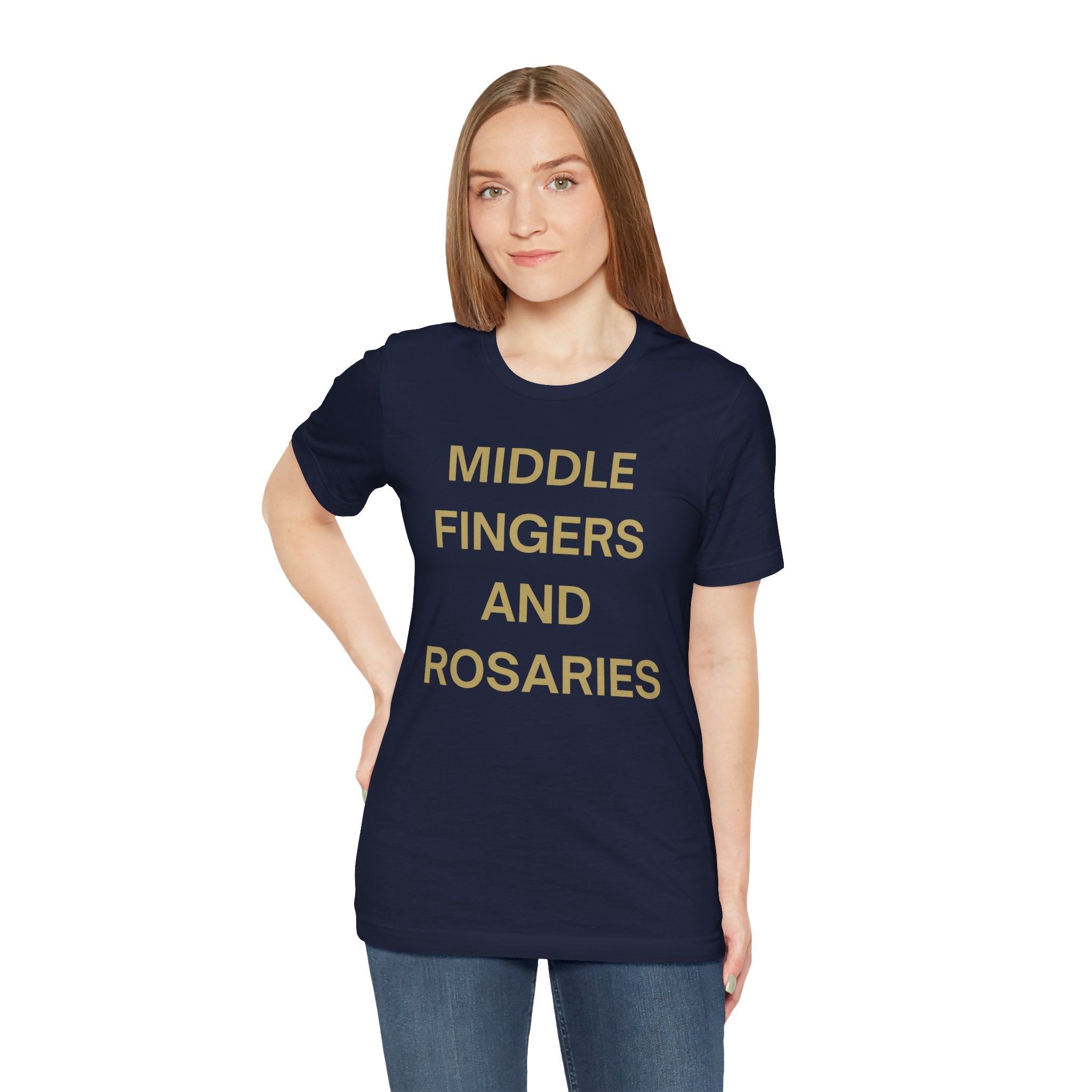 Middle Fingers and Rosaries Unisex Tee,