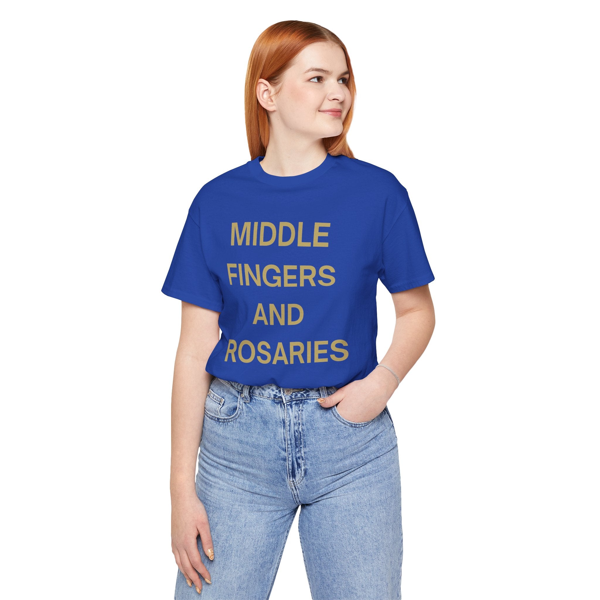 Middle Fingers and Rosaries Unisex Tee,