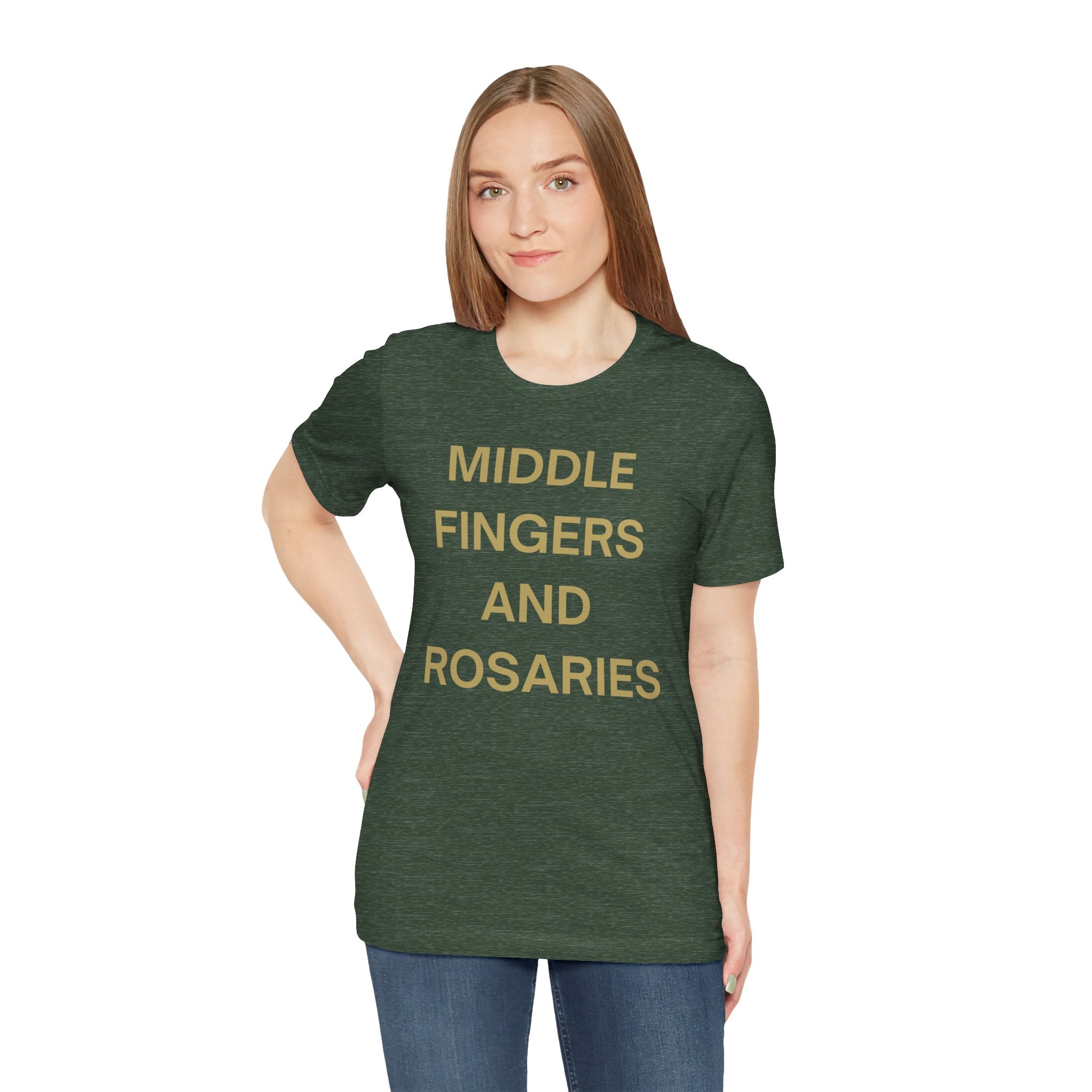 Middle Fingers and Rosaries Unisex Tee,