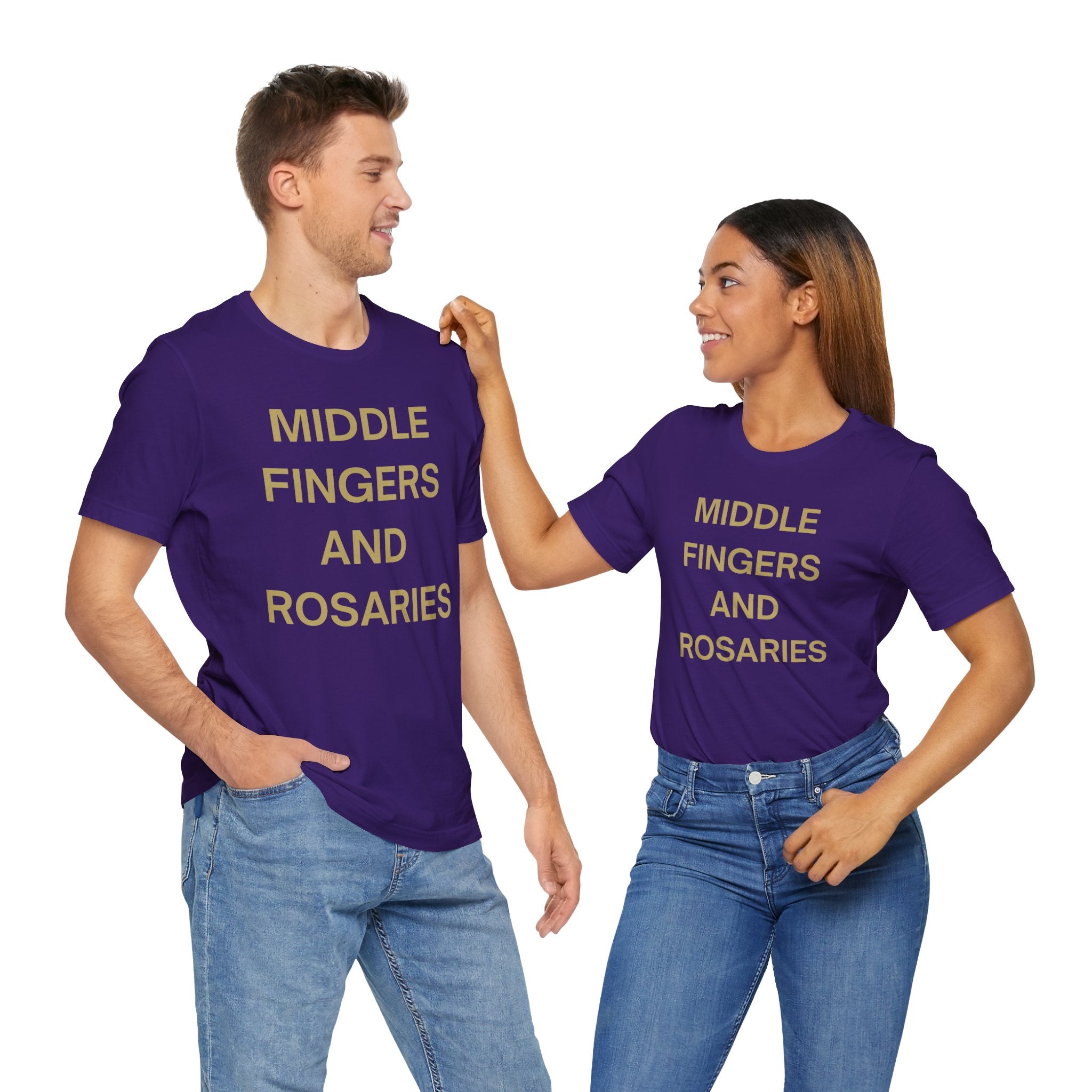 Middle Fingers and Rosaries Unisex Tee,