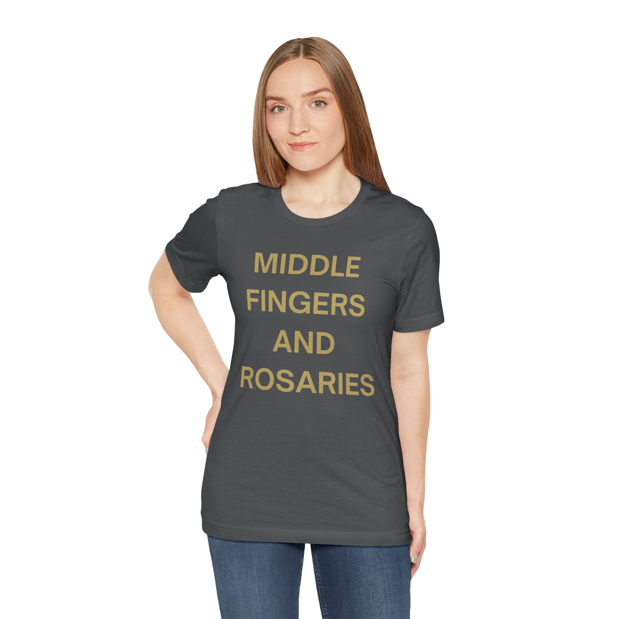 Middle Fingers and Rosaries Unisex Tee,