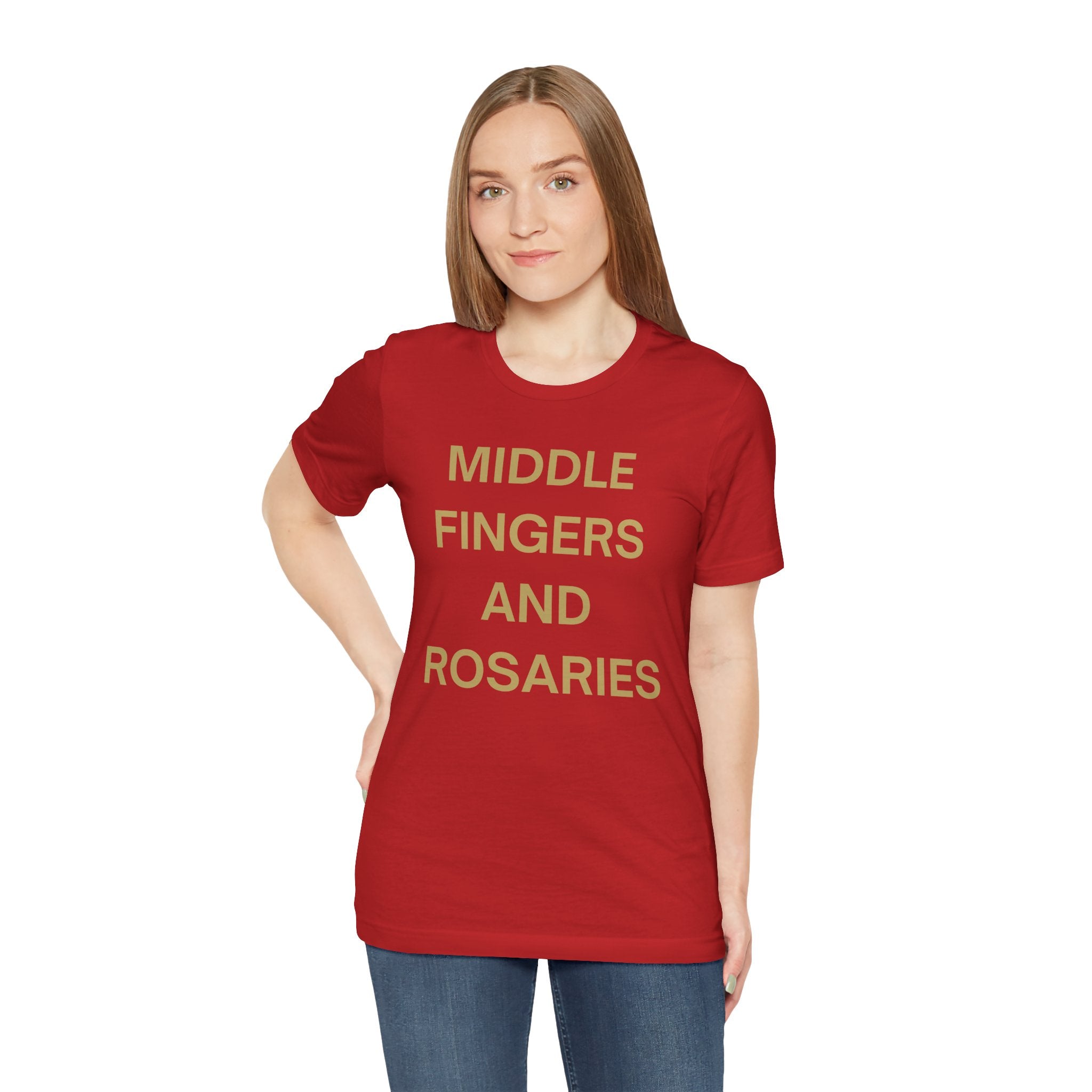 Middle Fingers and Rosaries Unisex Tee,